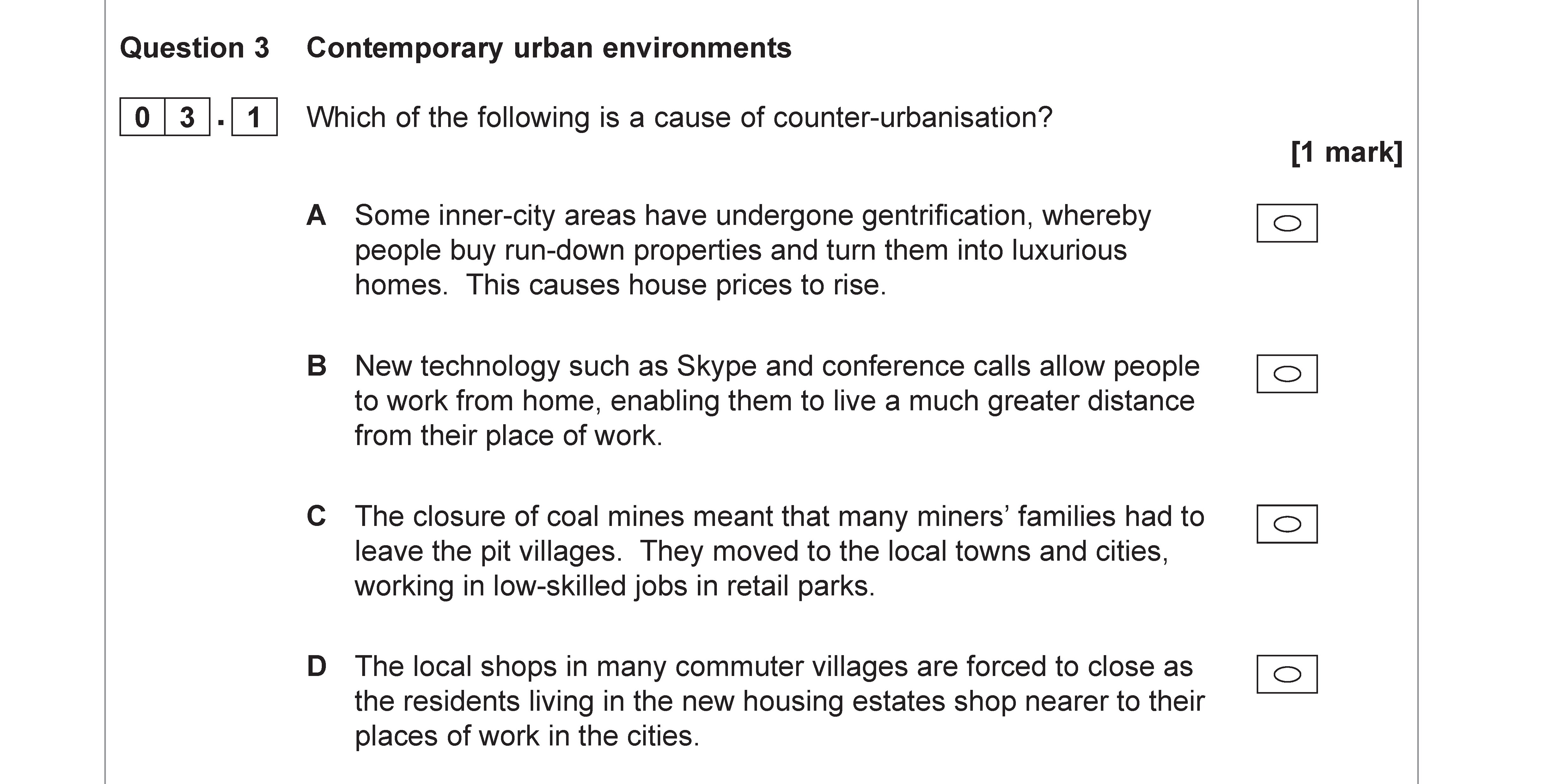 Which-of-the-following-is-a-cause-of-counter-urbanisation?--A-AQA-A-Level Geography-Question 3-2019-Paper 2.png